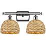 1_Woven Rattan 12" High Polished Chrome 2-Light Wall Sconce