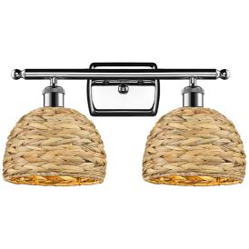 Woven Rattan 12" High Polished Chrome 2-Light Wall Sconce Woven Rattan 12" High Polished Chrome 2-Light Wall Sconce