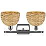 3_Woven Rattan 12" High Polished Chrome 2-Light Wall Sconce more views