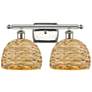 1_Woven Rattan 12" High Polished Nickel 2-Light Wall Sconce