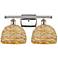 Woven Rattan 12" High Polished Nickel 2-Light Wall Sconce