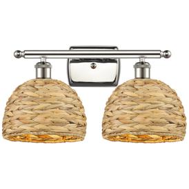 Woven Rattan 12" High Polished Nickel 2-Light Wall Sconce Woven Rattan 12" High Polished Nickel 2-Light Wall Sconce