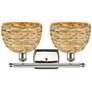 2_Woven Rattan 12" High Polished Nickel 2-Light Wall Sconce more views