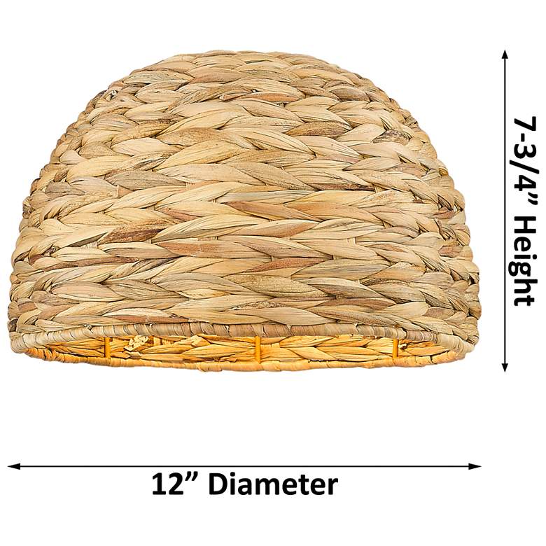 Image 3 Woven Rattan 12" Wide Brushed Brass Mini Pendant more views