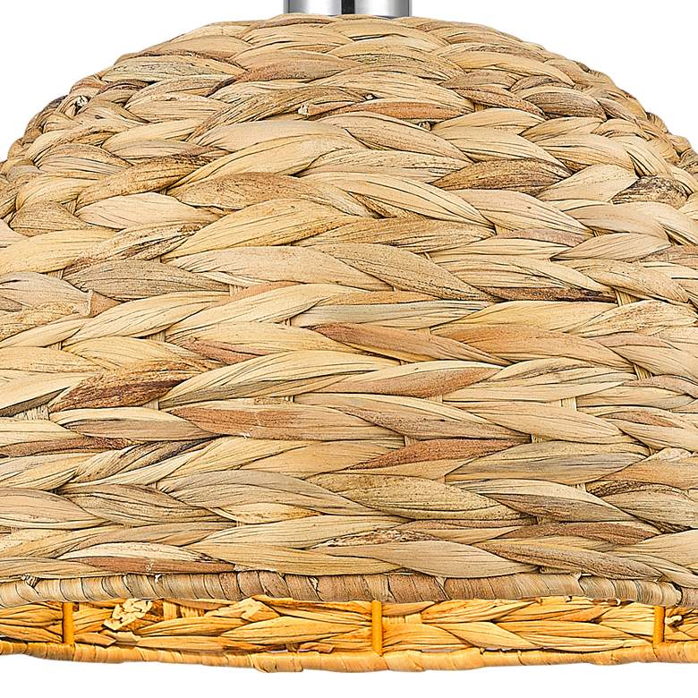 Image 2 Woven Rattan 12" Wide Polished Chrome Dome Mini Pendant more views