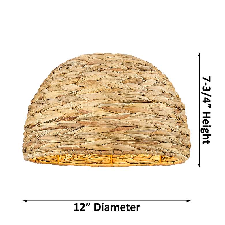 Image 3 Woven Rattan 12" Wide Satin Nickel Semi.Flush Mount With Natural Shade more views