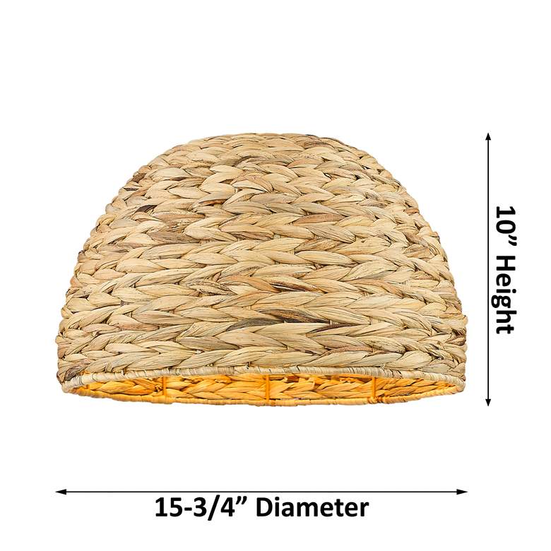Image 3 Woven Rattan 15.75" Wide Matte Black Semi.Flush Mount With Natural Sha more views