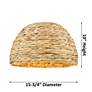 3_Woven Rattan 15.75" Wide Matte Black Semi.Flush Mount With Natural Sha more views