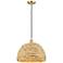 Woven Rattan 15.75" Wide Satin Gold Corded Pendant With Natural Shade