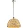 Woven Rattan 15.75"W Polished Nickel Stem Hung Pendant With Natural Sh