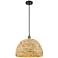 Woven Rattan 15 3/4"W Black Antique Brass Natural Pendant