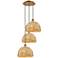 Woven Rattan 18.5"W 3 Light Brushed Brass Corded Multi Pendant