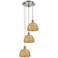 Woven Rattan 18.5"W 3 Light Brushed Satin Nickel Corded Multi Pendant