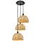 Woven Rattan 18.5"W 3 Light Matte Black Corded Multi Pendant