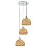 Woven Rattan 18.5"W 3 Light Polished Chrome Corded Multi Pendant