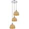 Woven Rattan 18.5"W 3 Light Polished Chrome Corded Multi Pendant
