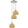 Woven Rattan 18.5"W 3 Light Polished Nickel Corded Multi Pendant