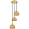 Woven Rattan 18.5"W 3 Light Satin Gold Corded Multi Pendant