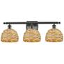 1_Woven Rattan 28" Wide Oil-Rubbed Bronze 3-Light Bath Light