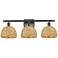 Woven Rattan 28" Wide Oil-Rubbed Bronze 3-Light Bath Light