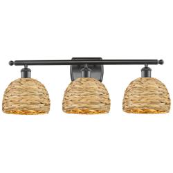 Woven Rattan 28" Wide Oil-Rubbed Bronze 3-Light Bath Light