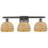 Woven Rattan 28" Wide Oil-Rubbed Bronze 3-Light Bath Light