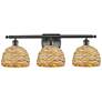 Woven Rattan 28"W 3 Light Oil Rubbed Bronze Bath Light With Natural Sh