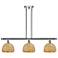 Woven Rattan 36"W 3 Light Chrome Stem Island Light w/ Natural Shade