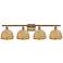 Woven Rattan 38" Wide Brushed Brass 4-Light Bath Light