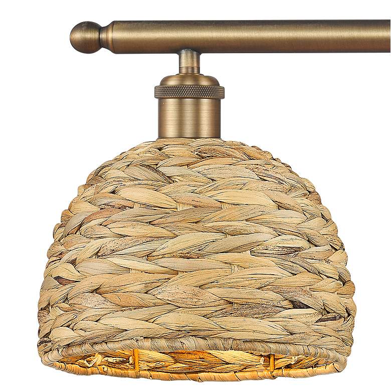 Image 2 Woven Rattan 38" Wide Brushed Brass 4-Light Bath Light more views