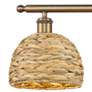2_Woven Rattan 38" Wide Brushed Brass 4-Light Bath Light more views