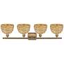 3_Woven Rattan 38" Wide Brushed Brass 4-Light Bath Light more views