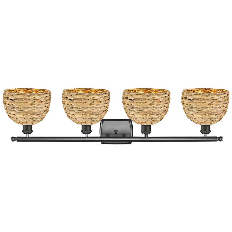 Image 3 Woven Rattan 38" Wide Oil-Rubbed Bronze 4-Light Bath Light more views