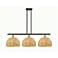Woven Rattan 38"W 3 Light Black Brass Stem Island Pendant w/ Natural S