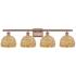 Woven Rattan 38"W 4 Light Antique Copper Bath Light With Natural Shade
