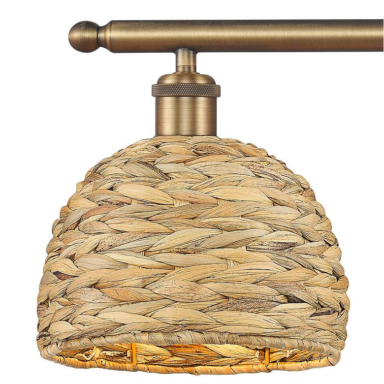 Image 2 Woven Rattan 38"W 4 Light Brushed Brass Bath Light With Natural Shade more views