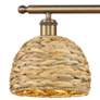 Woven Rattan 38"W 4 Light Brushed Brass Bath Light With Natural Shade