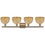 Woven Rattan 38"W 4 Light Brushed Brass Bath Light With Natural Shade