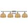 Woven Rattan 38"W 4 Light Polished Nickel Bath Light With Natural Shad