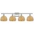 Woven Rattan 38"W 4 Light Polished Nickel Bath Light With Natural Shad