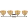 Woven Rattan 38"W 4 Light Polished Nickel Bath Light With Natural Shad