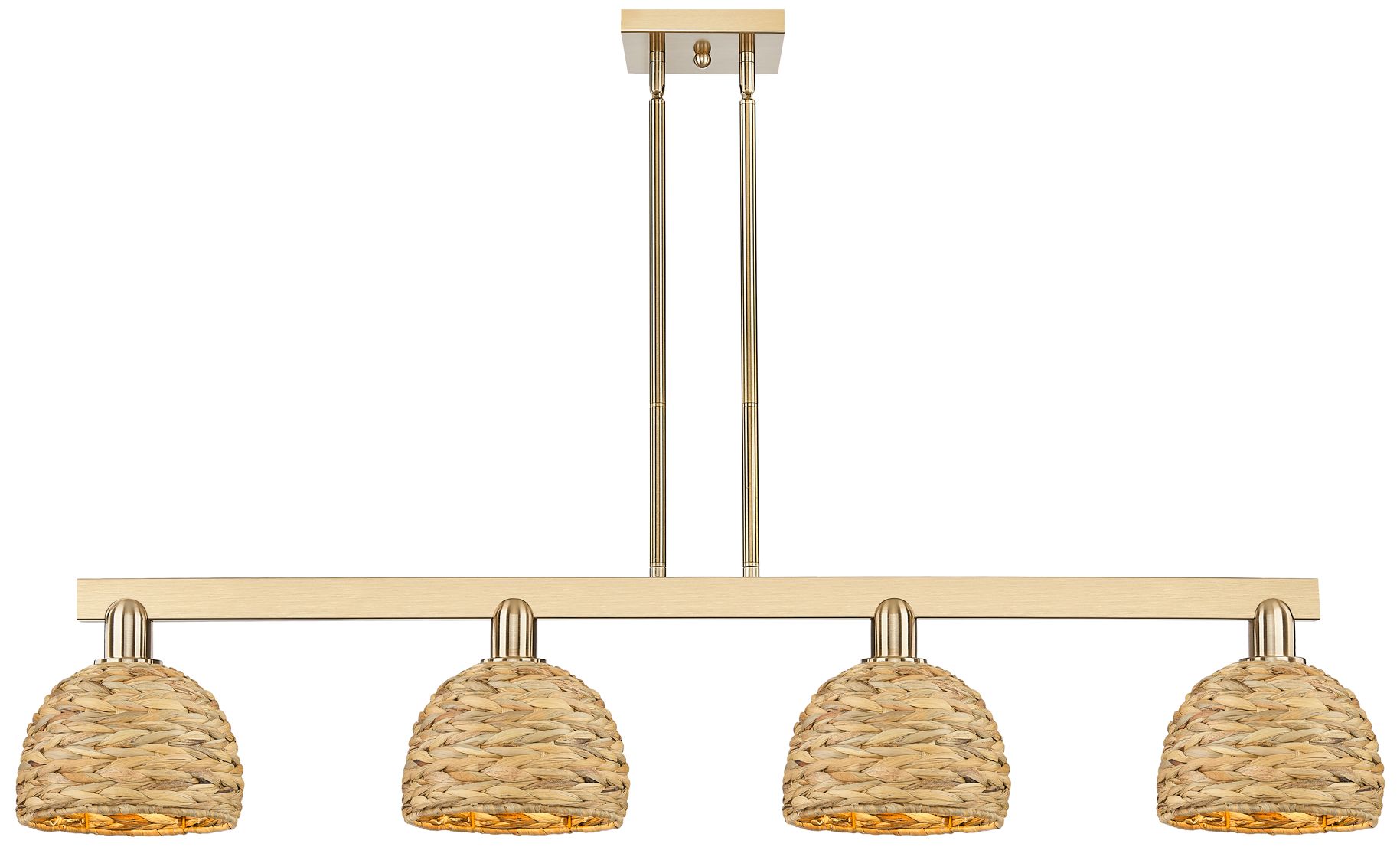 Woven Rattan - 4 Light - 51 inch - Champagne Bronze - Island Light
