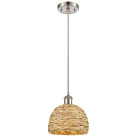 Woven Rattan 8"W Satin Nickel Mini Pendant w/ Woven Rattan Woven Rattan 8"W Satin Nickel Mini Pendant w/ Woven Rattan