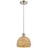 Woven Rattan 8"W Satin Nickel Mini Pendant w/ Woven Rattan