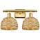 Woven Rattan 9 3/4" High Satin Gold 2-Light Wall Sconce