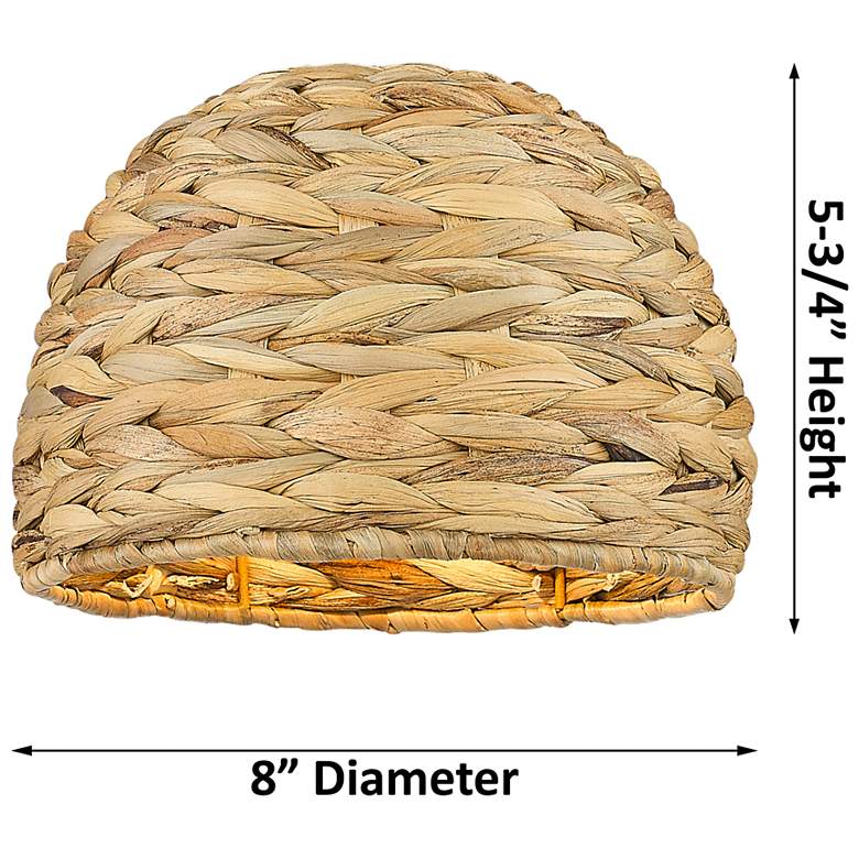 Image 4 Woven Rattan 9 3/4" High Satin Gold 2-Light Wall Sconce more views