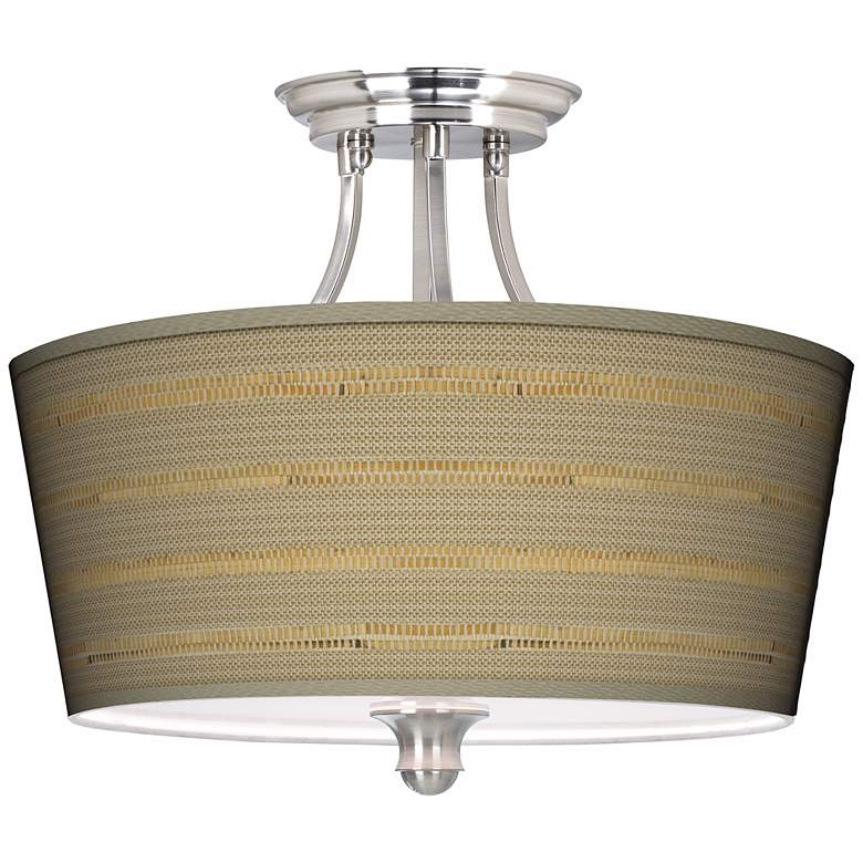 Image 1 Woven Reed Tapered Drum Giclee Ceiling Light