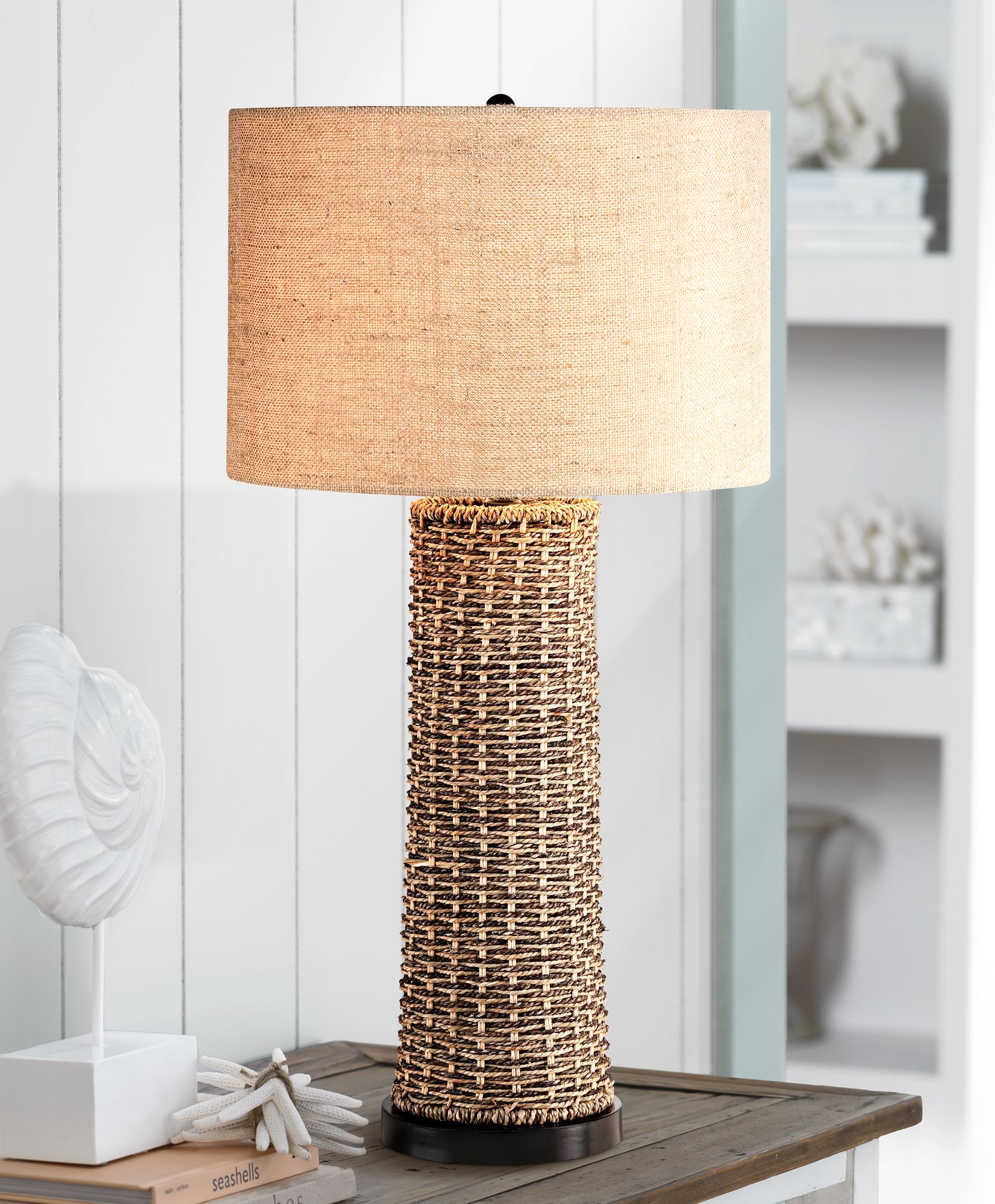 burlap floor lamp