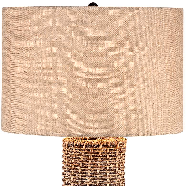 Image 4 Woven Seagrass and Burlap Table Lamp more views
