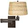Woven Seagrass Bronze Plug-in Swing Arm Wall Lamp